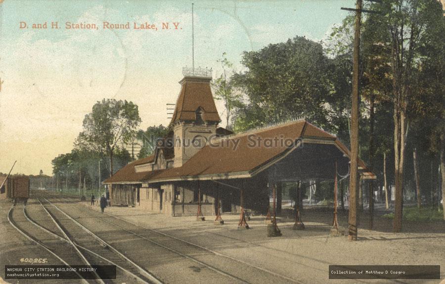 Postcard: Delaware & Hudson Station, Round Lake, New York